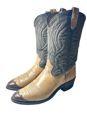 Shoes Texas Boot Co Leather Twill Lizard Distress Western Cowboy Boots 6544 Men